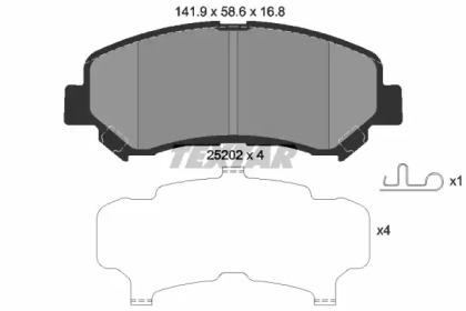 Комплект гальмівних колодок з 4 шт. дисків TEXTAR 2520201