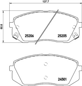 Колодки гальмівні (передні) Hyundai Sonata VI/VII 09-/Tucson 15-/ Kona 17- /Kia Pro Ceed 18-/ Sportage 15- (Mando) Q+ TEXTAR 2520504