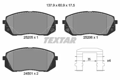 Комплект гальмівних колодок з 4 шт. дисків TEXTAR 2520501