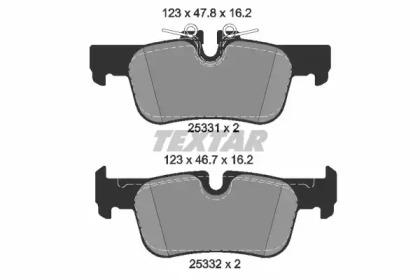 Колодки гальмівні (задні) BMW 2 (F44-46)/X1/i3 Hybrid 13- (Ate-Teves) Q+ TEXTAR 2533101