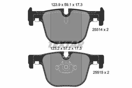 Колодки гальмівні (задні) BMW 3 (F30/F31/F34)/ 4 (F32/F36) 11- (Ate-Teves) Q+ TEXTAR 2551401