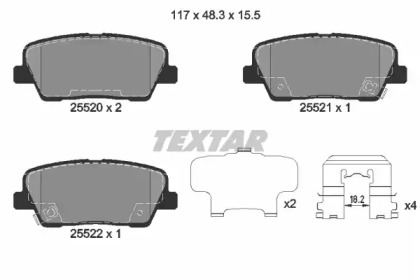 Комплект гальмівних колодок з 4 шт. дисків TEXTAR 2552001