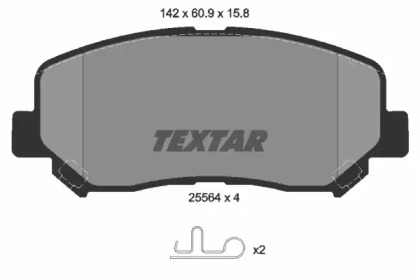 Комплект гальмівних колодок з 4 шт. дисків TEXTAR 2556401