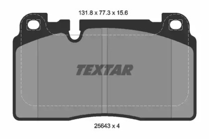 Колодки гальмівні (передні) Audi Q5 08- (Brembo) (131.8x77.3x15.6) TEXTAR 2564302