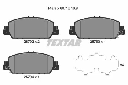 Колодки гальмівні (передні) Honda Accord IX/X 12-/HR-V 15- (Akebono) TEXTAR 2579201