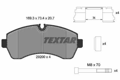 Комплект гальмівних колодок с 4 шт. дисків TEXTAR 2920002