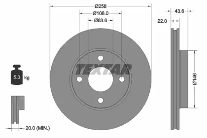 Диск гальмівний (передній) Ford Fiesta 95-13/Focus 98-07 (258x22) PRO TEXTAR 92096203
