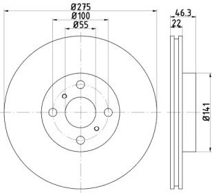 Диск гальмівний (передній) Toyota Corolla/Yaris 06- (275x22) TEXTAR 92156200