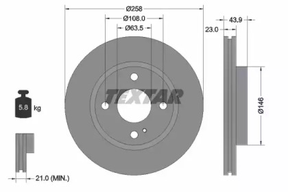 Диск гальмівний (передній) Ford Fiesta 08- (258x23) PRO+ TEXTAR 92176005