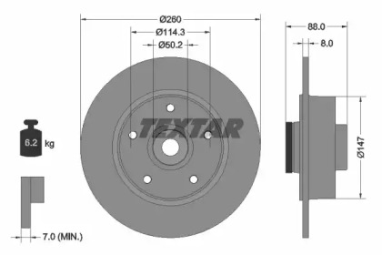 Диск гальмівний TEXTAR 92196003