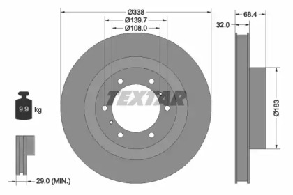 Диск гальмівний (передній) Toyota Land Cruiser 200/ Prado 08- (338x32) PRO TEXTAR 92223903