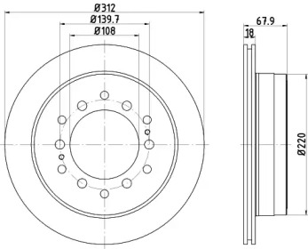 Диск гальмівний (задній) Toyota Land Cruiser 2.7-4.0 09- (312x18) PRO TEXTAR 92231003