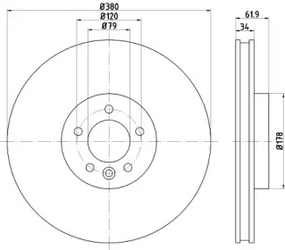 Диск гальмівний (передній) Land Rover Range Rover 09- (380x34) PRO+ TEXTAR 92235605