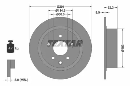 Диск гальмівний (задній) Nissan Juke 10-/Qashqai 07- (291x9) PRO TEXTAR 92237103