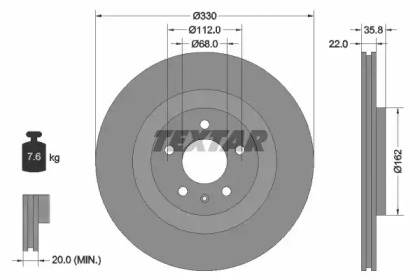 Диск гальмівний (задній) Audi A6/A7 Sportback 10- (330x22) PRO+ TEXTAR 92238305