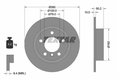 Диск гальмівний (задній) Mini Countryman (R60)/Paceman (R61) 10-16 (280x10) PRO TEXTAR 92238703