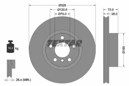 Диск гальмівний (передній) BMW X3 (F25)/X4 (F26) 10- (328x28) PRO+ TEXTAR 92257105