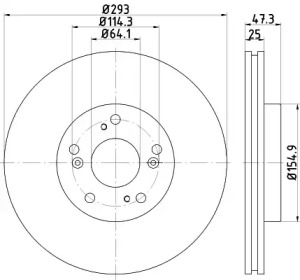 Диск гальмівний (передній) Honda Civic IX/X 12- (293x25) PRO TEXTAR 92257303