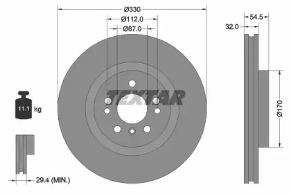 Диск гальмівний (передній) MB M-class (W166) 11-15/ GLE (W166) 15- (330x32) PRO+ TEXTAR 92260405