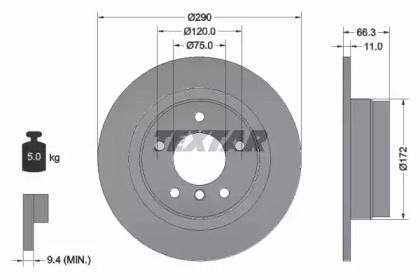 Диск гальмівний (задній) BMW 1 (F20/F21)/ 2 (F22/F23) 11- (290x11) PRO TEXTAR 92261003