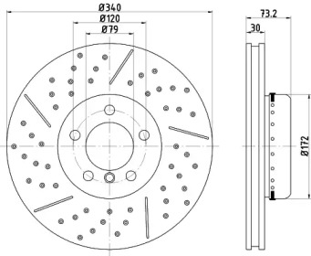 Диск гальмівний (передній) BMW 1 (F20/F21)/3 (F30/F80) (340x30) 11- PRO+ TEXTAR 92265025