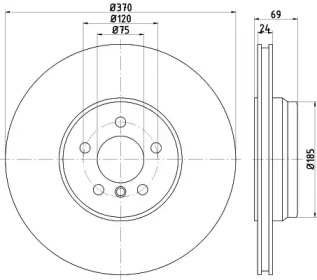 Диск гальмівний (задній) BMW 5 (F07/F11)/ 7(F01/F02/F03/F04) 08-17 (370x24) PRO TEXTAR 92270003