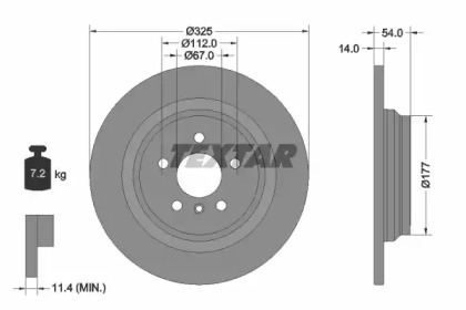 Диск гальмівний (задній) MB M-class (W166) 11-15/GLE (W166) 15- (325x14) PRO+ TEXTAR 92277405
