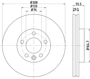 Диск гальмівний (передній) VW T6/Multivan VI 15-/Touareg 02-10 (308x29.5) PRO+ TEXTAR 92279505