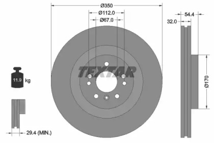 Диск гальмівний (передній) MB M-class (W166)/GL-class (X166) 11- (350x32) PRO+ TEXTAR 92284205