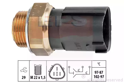 Датчик увімкнення вентилятора VW Caddy III 1.4-2.0SDI 04-15 (87-97/97-102°C) EPS 1.850.690