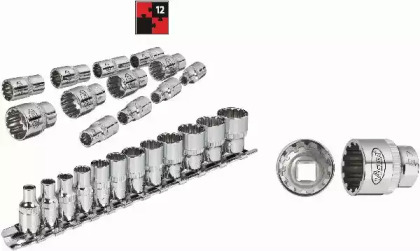 Набір головок SPLINE 1/4" 4-13 мм 12 од. (мультипрофіль, хромовані) VIGOR V1897