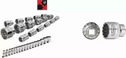 Набір головок SPLINE 1/2" 10-32 мм 17 од. (мультипрофіль, хромовані) VIGOR V1898