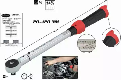 Ключ динамометричний 1/2" 20-120 Нм 445 мм VIGOR V3898