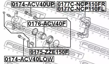 ВТУЛКА НАПРЯМНА СУПОРТА ГАЛЬМІВНОГО ПЕРЕДНЬОГО FEBEST 0174-ACV40UP