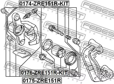 Втулка напрямна супорта гальмівного заднього FEBEST 0174-ZRE151R-KIT
