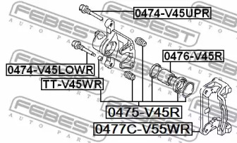 РЕМКОМПЛЕКТ СУПОРТА ТОРМОЗНОГО ЗАДНЬОГО FEBEST 0475-V45R