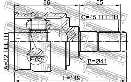 Шарнір рвних кутових швидкостей з елементами монтажу FEBEST 1211-SOL2WD
