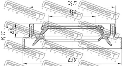 САЛЬНИК ПЕРЕДНЬОЇ ПІВОСІ 35X56X8.9X16.4 FEBEST 95HBS-35560916X