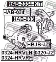 САЙЛЕНТБЛОК ЗАДНИЙ ПЕРЕДНЬОГО ВАЖЕЛЯ FEBEST HAB-033