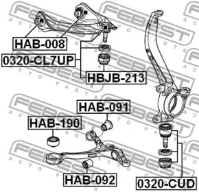 Сайлентблок FEBEST HAB-190