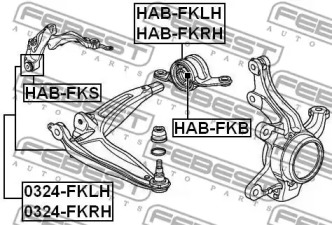 САЙЛЕНТБЛОК ПЕРЕДНІЙ ПЕРЕДНЬОГО ВАЖЕЛЯ FEBEST HAB-FKS
