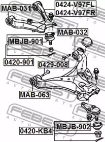 Сайлентблок переднього нижнього важеля FEBEST MAB-032