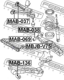САЙЛЕНТБЛОК ЗАДНЬОГО ПОДОВЖНЬОГО ВАЖЕЛЯ FEBEST MAB-136