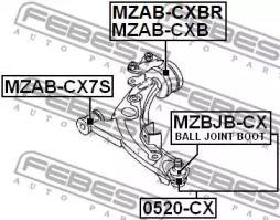 САЙЛЕНТБЛОК ПЕРЕДНІЙ ПЕРЕДНЬОГО ВАЖЕЛЯ FEBEST MZAB-CX7S