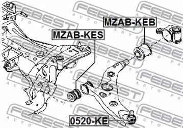 САЙЛЕНТБЛОК ЗАДНИЙ ПЕРЕДНЬОГО ВАЖЕЛЯ FEBEST MZAB-KEB