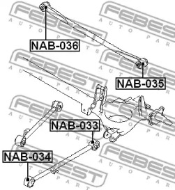 САЙЛЕНТБЛОК ПЕРЕДНИЙ ЗАДНЬОГО ПОДОВЖНЬОГО ВАЖЕЛЯ FEBEST NAB-034