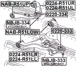 САЙЛЕНТБЛОК ПЕРЕДНЬОГО НИЖНЬОГО ВАЖЕЛЯ FEBEST NAB-R51LOW
