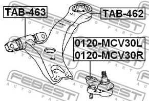 САЙЛЕНТБЛОК ПЕРЕДНИЙ ПЕРЕДНЬОГО ВАЖЕЛЯ FEBEST TAB-463