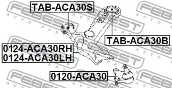 САЙЛЕНТБЛОК ПЕРЕДНІЙ ПЕРЕДНЬОГО ВАЖЕЛЯ FEBEST TAB-ACA30S
