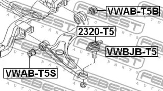 ПИЛЬОВИК ОПОРИ КУЛЬОВИЙ НИЖНЬОГО ВАЖЕЛЯ FEBEST VWBJB-T5